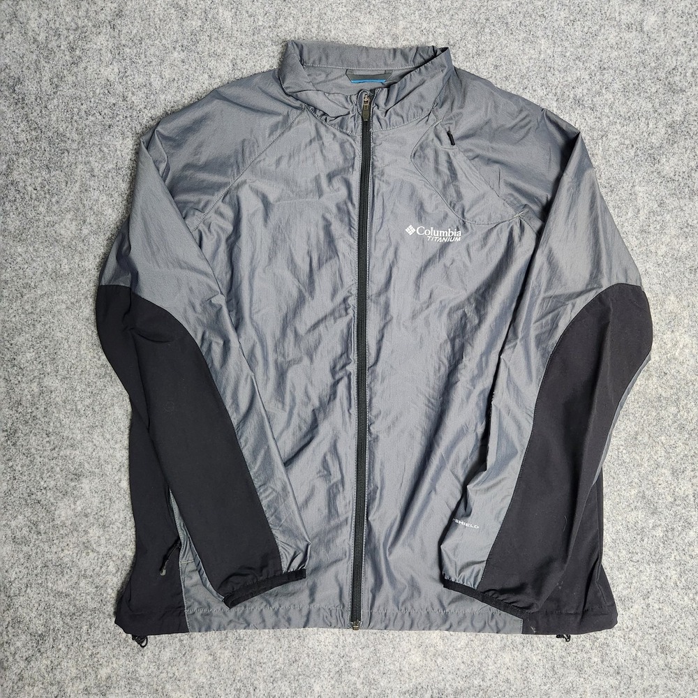 Columbia Titanium Jacket Men XL Gray Omni Shield Baseplate Full Zip Gorpcore